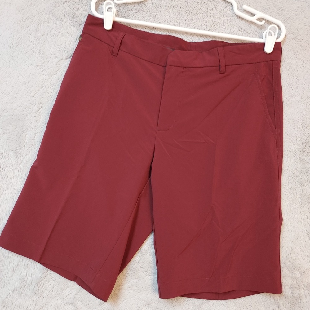 J Lindeberg Shorts Mens 32 Performance True 2.0 Micro Stretch Maroon Golf Prep